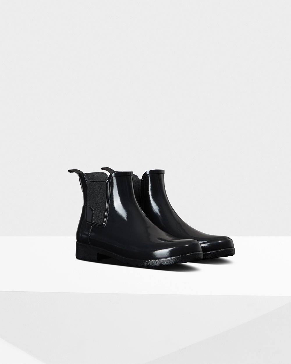 Women Hunter Refined Gloss Slim Fit | Chelsea Boots Black | NZ-76589-QCLZ